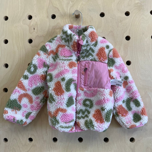 White Floral Sherpa Jacket