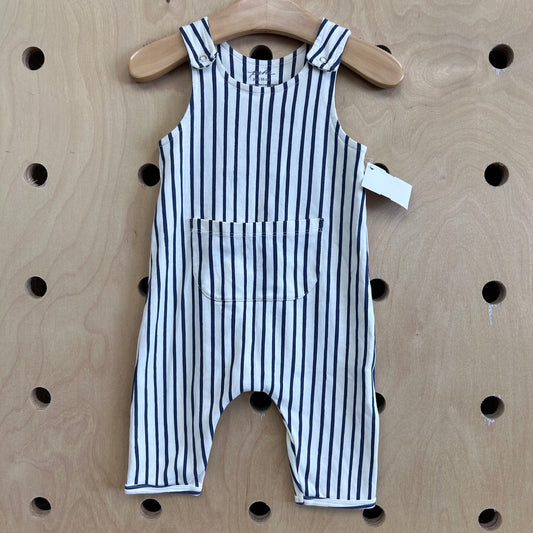 Cream & Blue Striped Romper