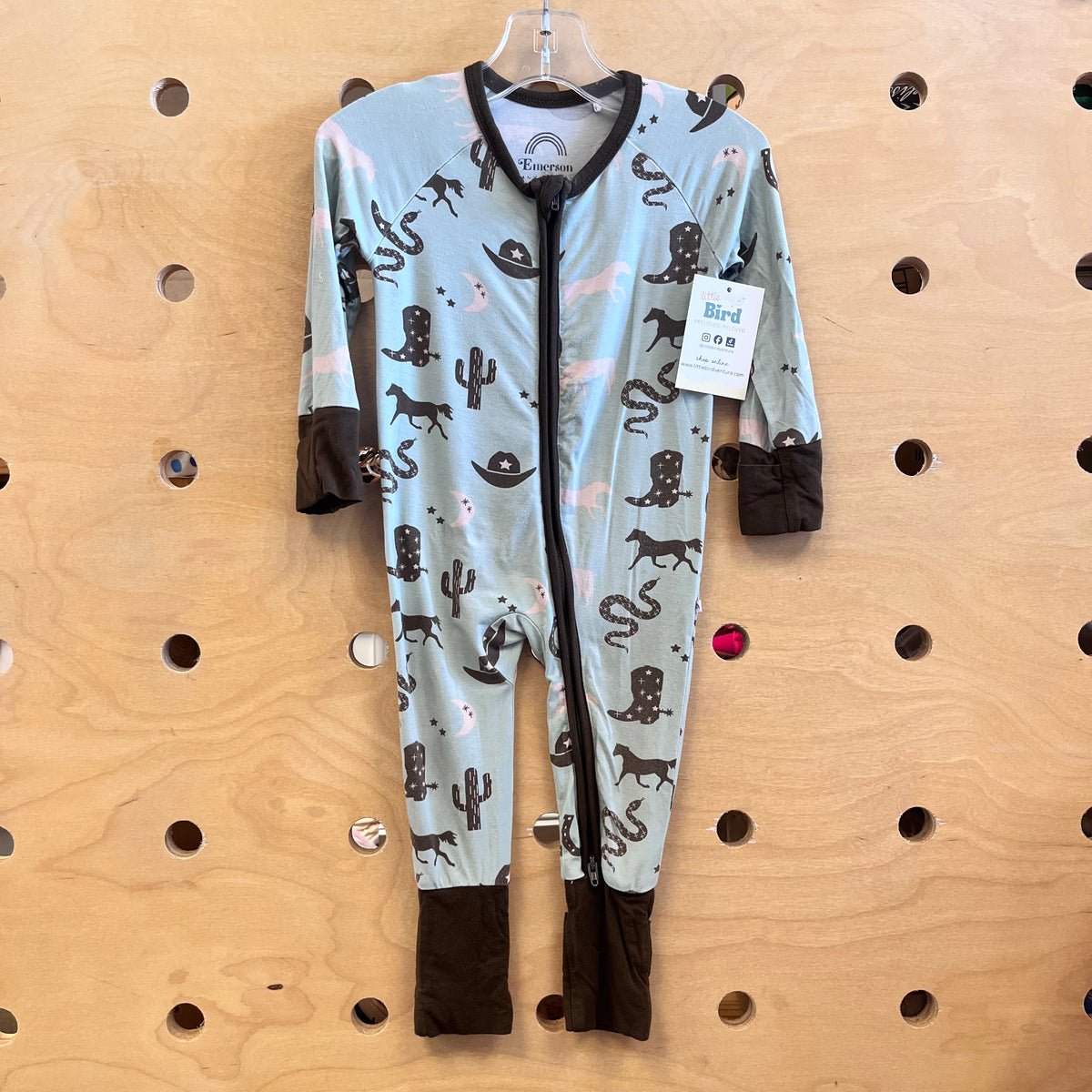 Seafoam Bamboo Horses/Cactus Western Zippy