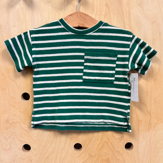 Green/White Striped Pocket Tee