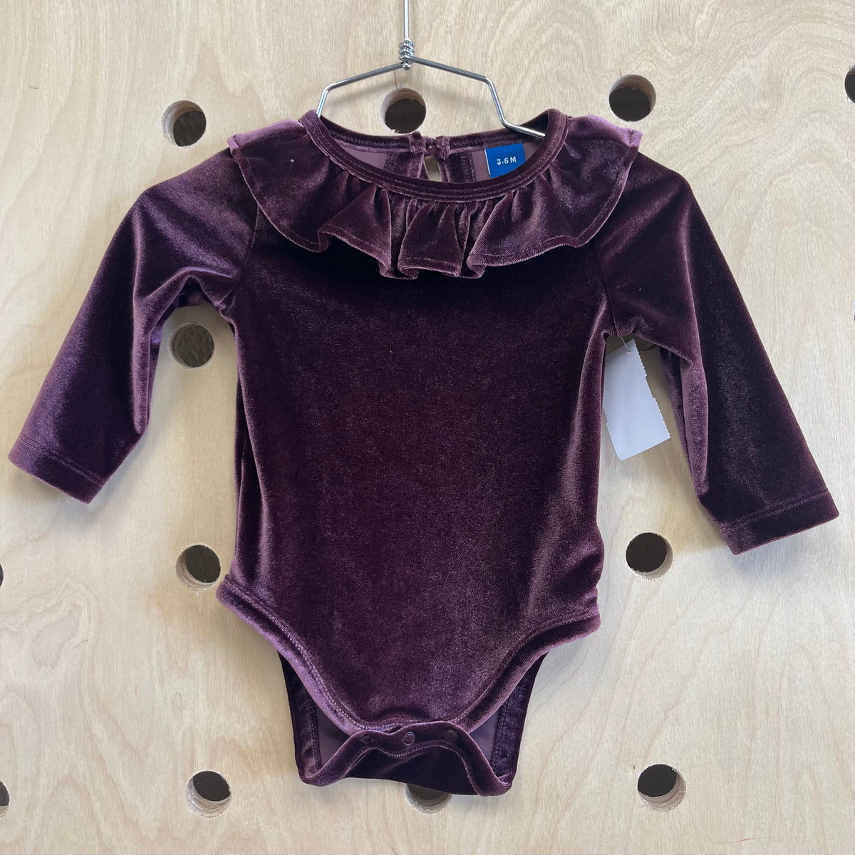Maroon Velour Ruffle Bodysuit