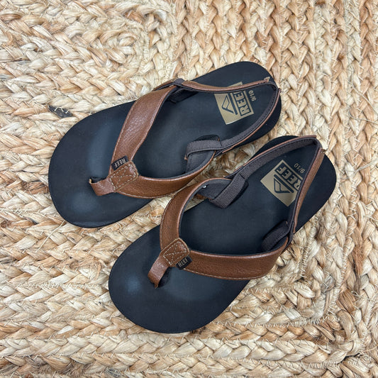 Brown Leather Ankle Strap Flip Flops