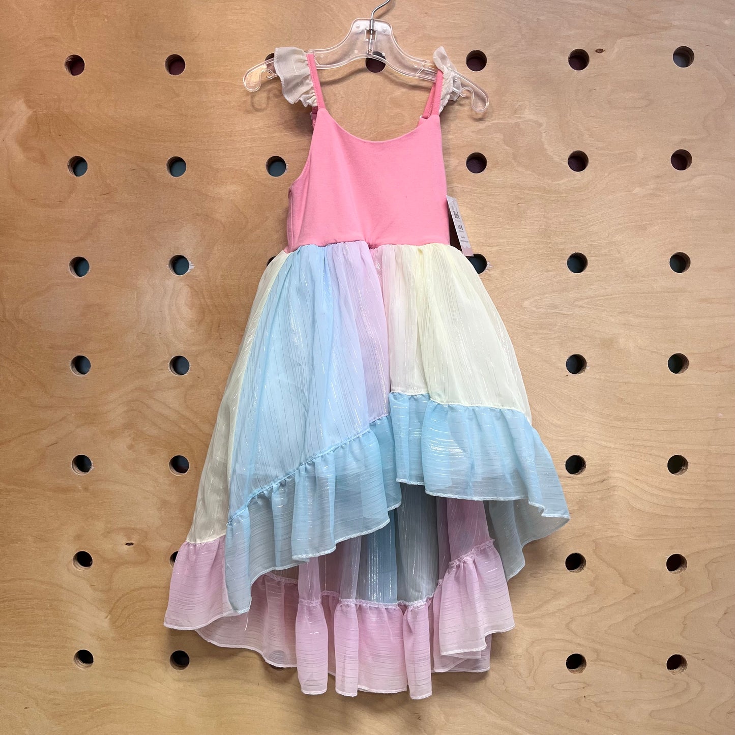 Pastels/Silver Threaded Tulle Dress