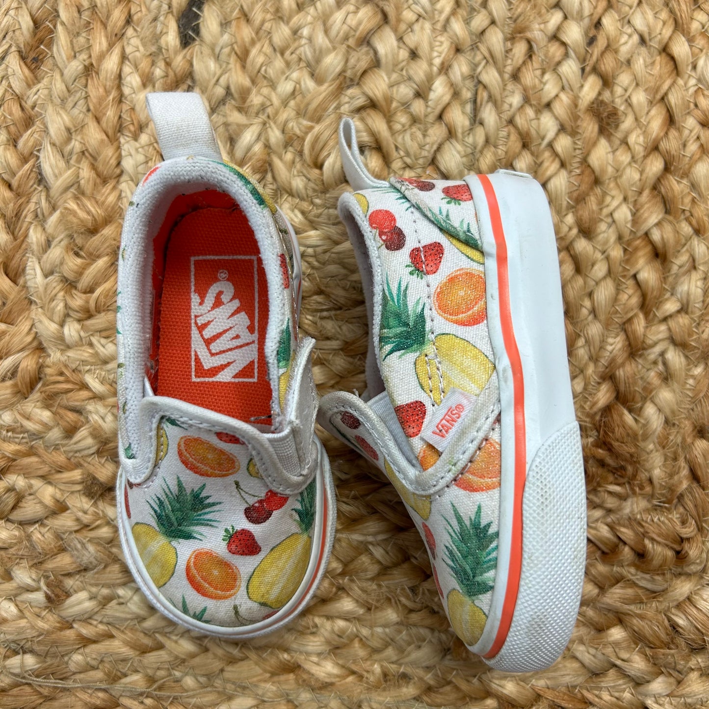 White Fruit Slip Ons