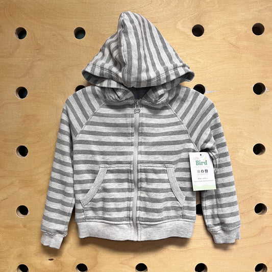 Grey Striped Zip Hoodie