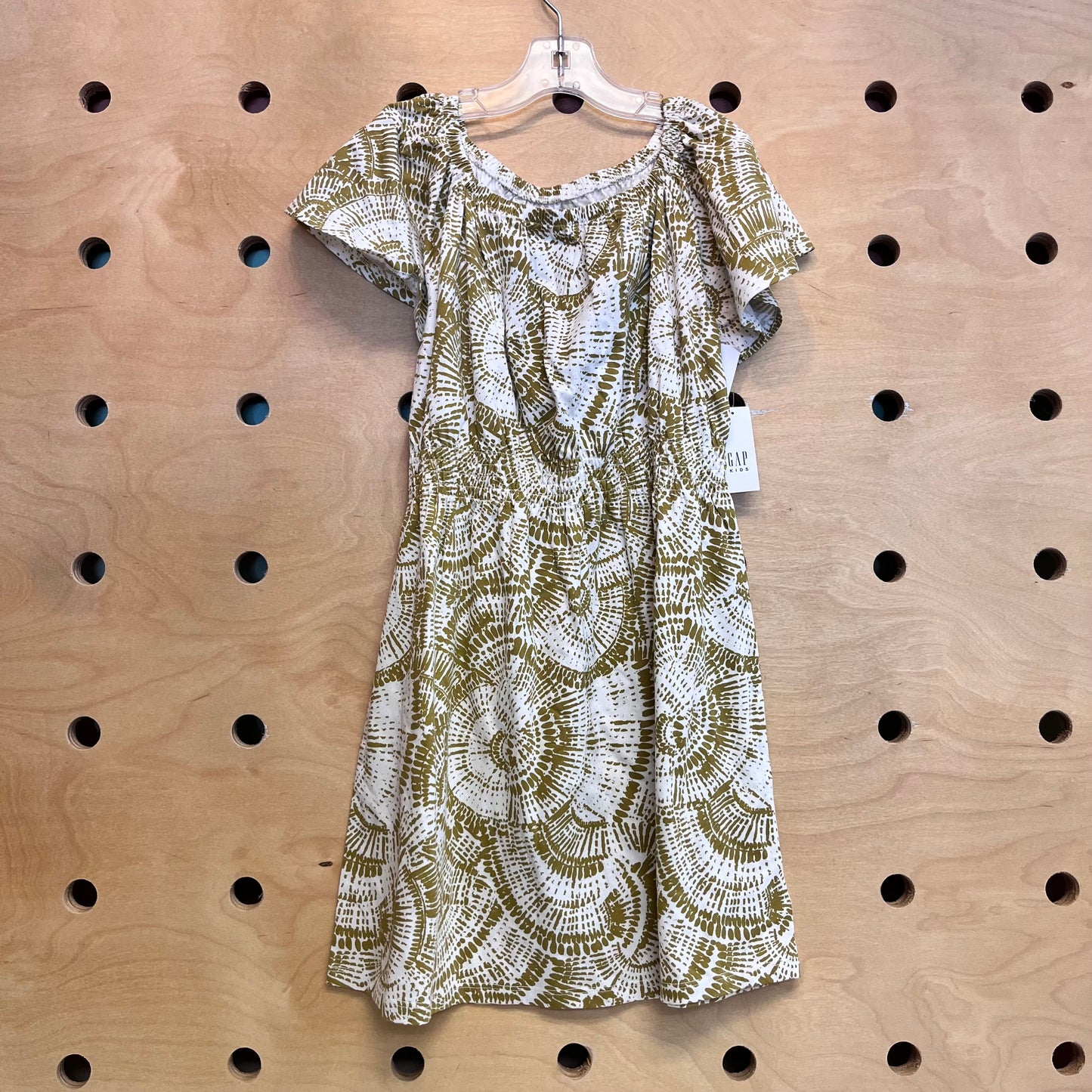 Cream & Green Printed Dress NEW!