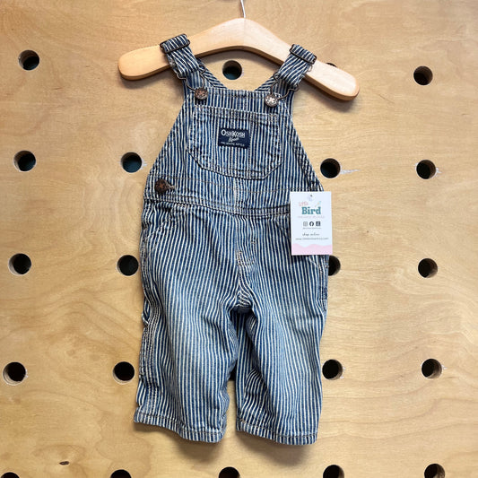 Blue/White Striped Denim Overalls
