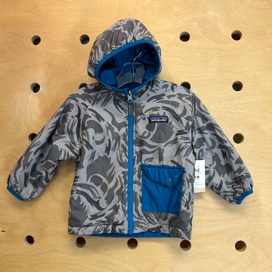 Baby Reversible Puff Ball Jacket Blue/Grey