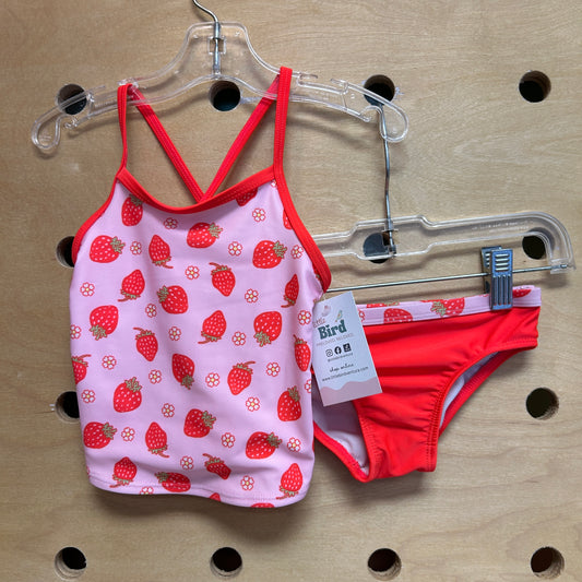 2pc Pink/Red Strawberries Swimsuit
