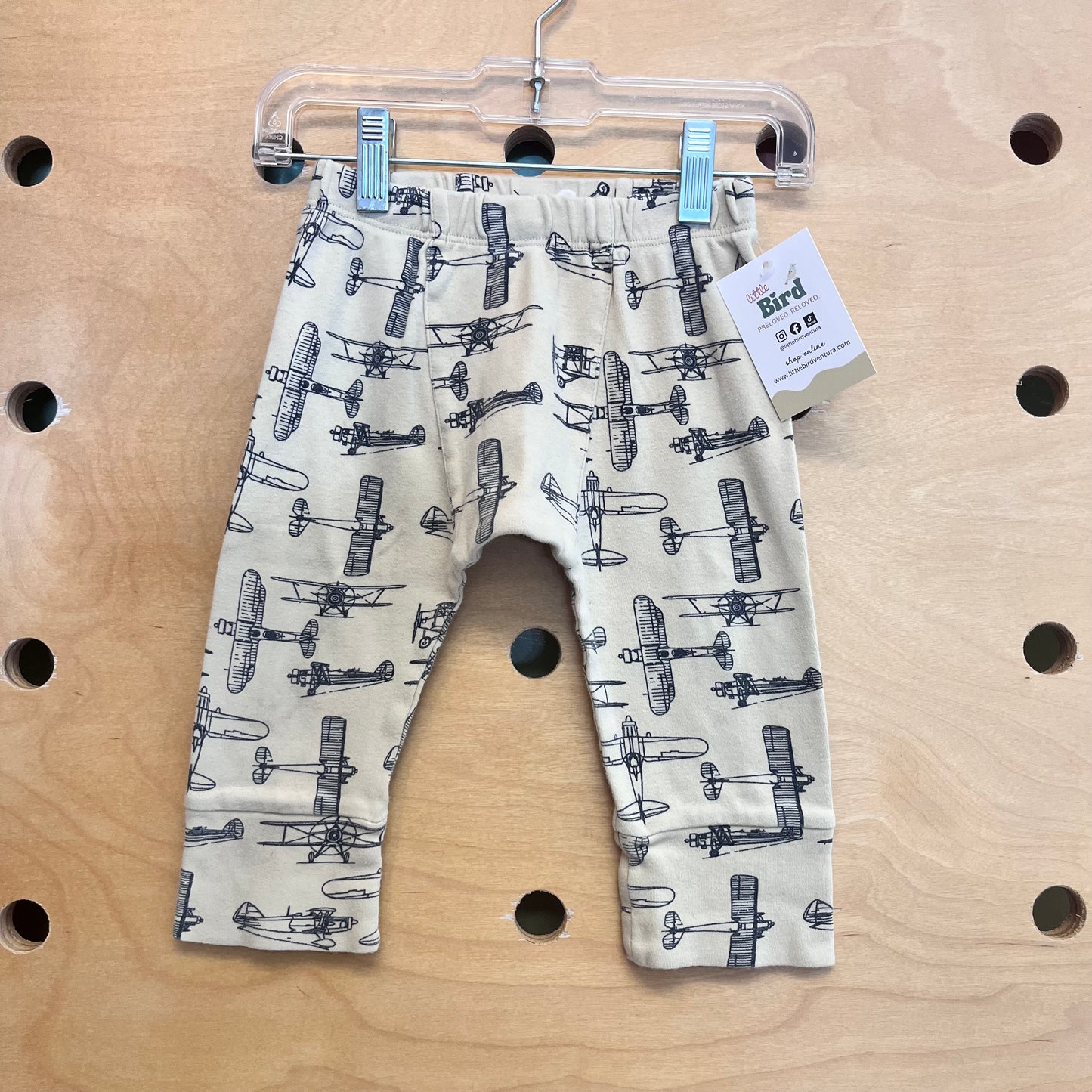 Organic Tan/Blue Airplane Soft Pants