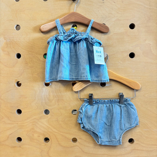 Blue Chambray Ruffle Outfit