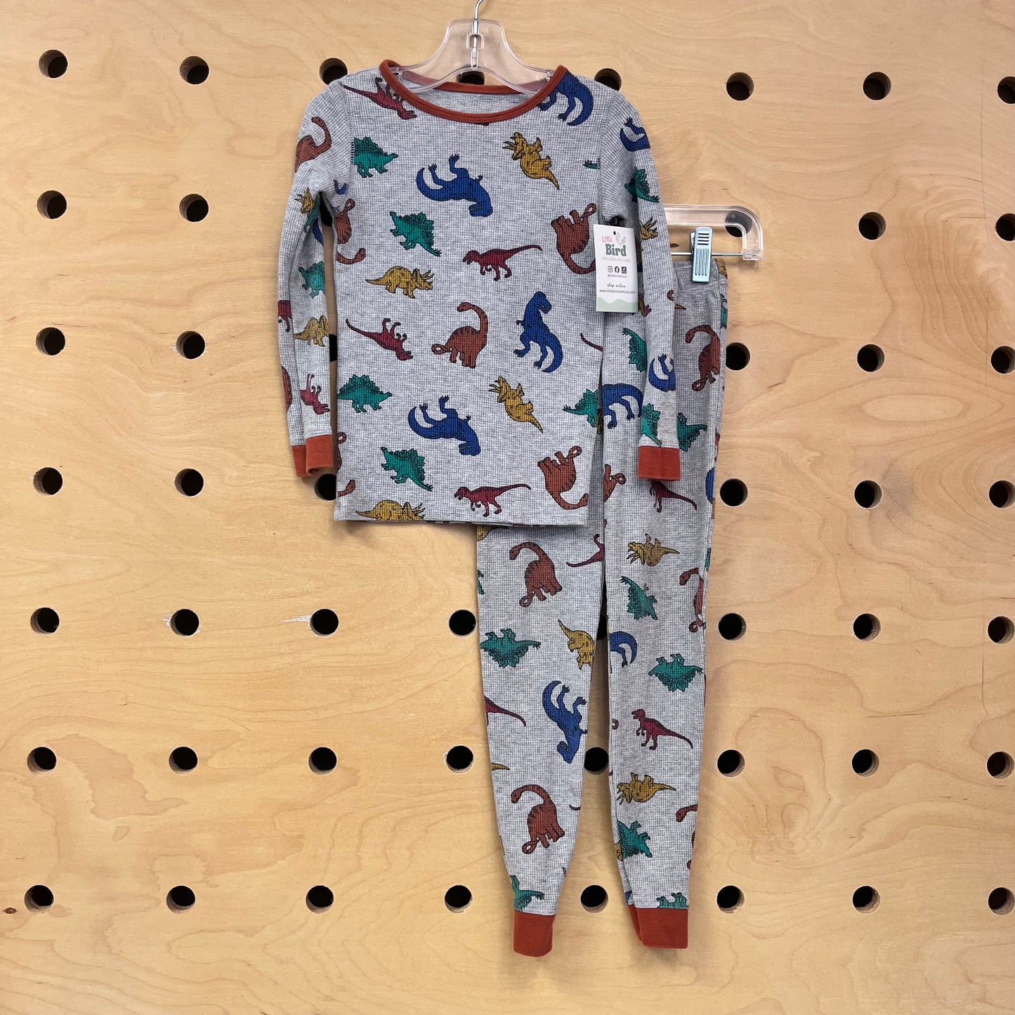 Grey Dinos Waffle Pajamas