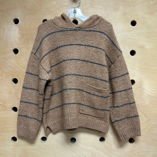 Brown Striped Hooded Sweater