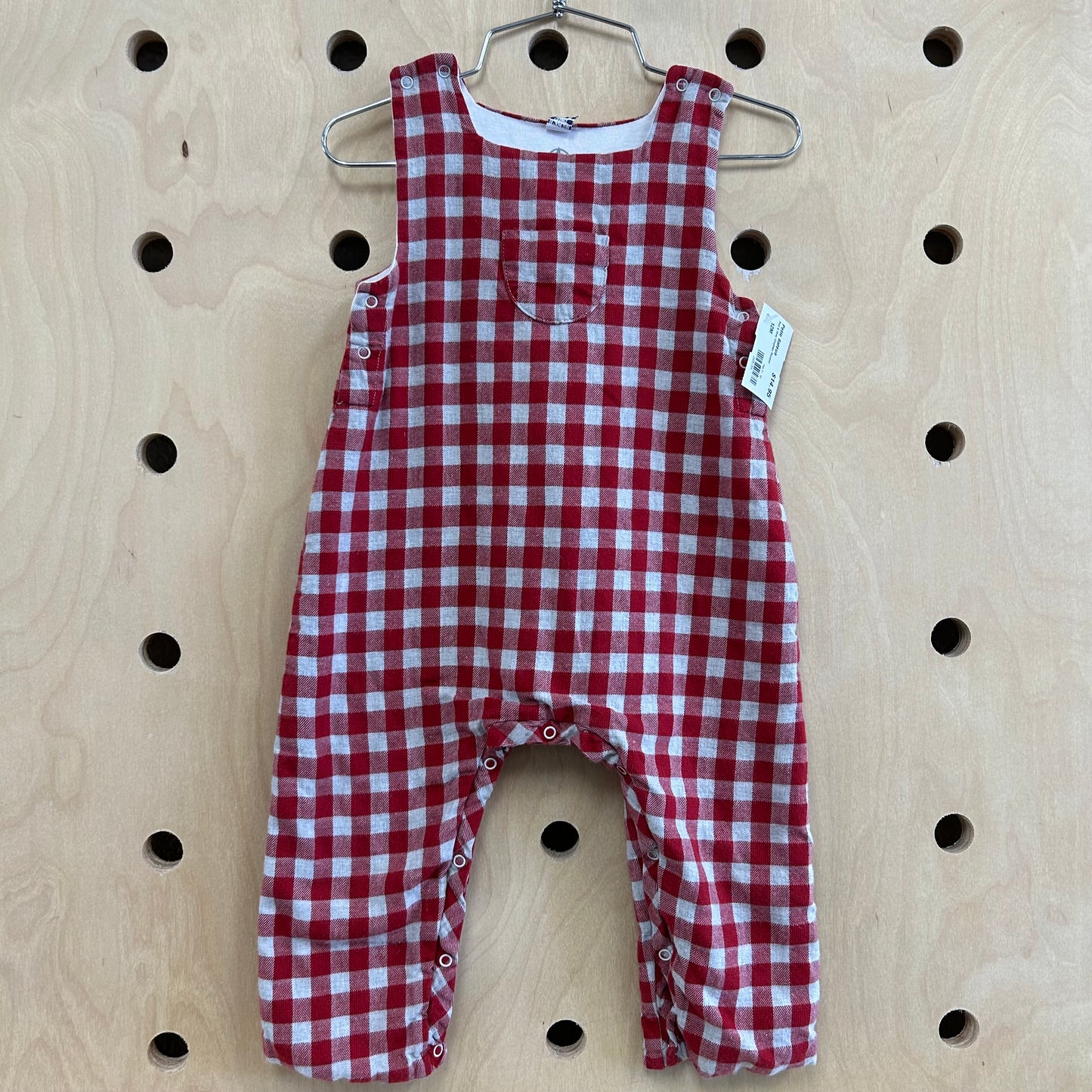 Red & Grey Gingham Romper
