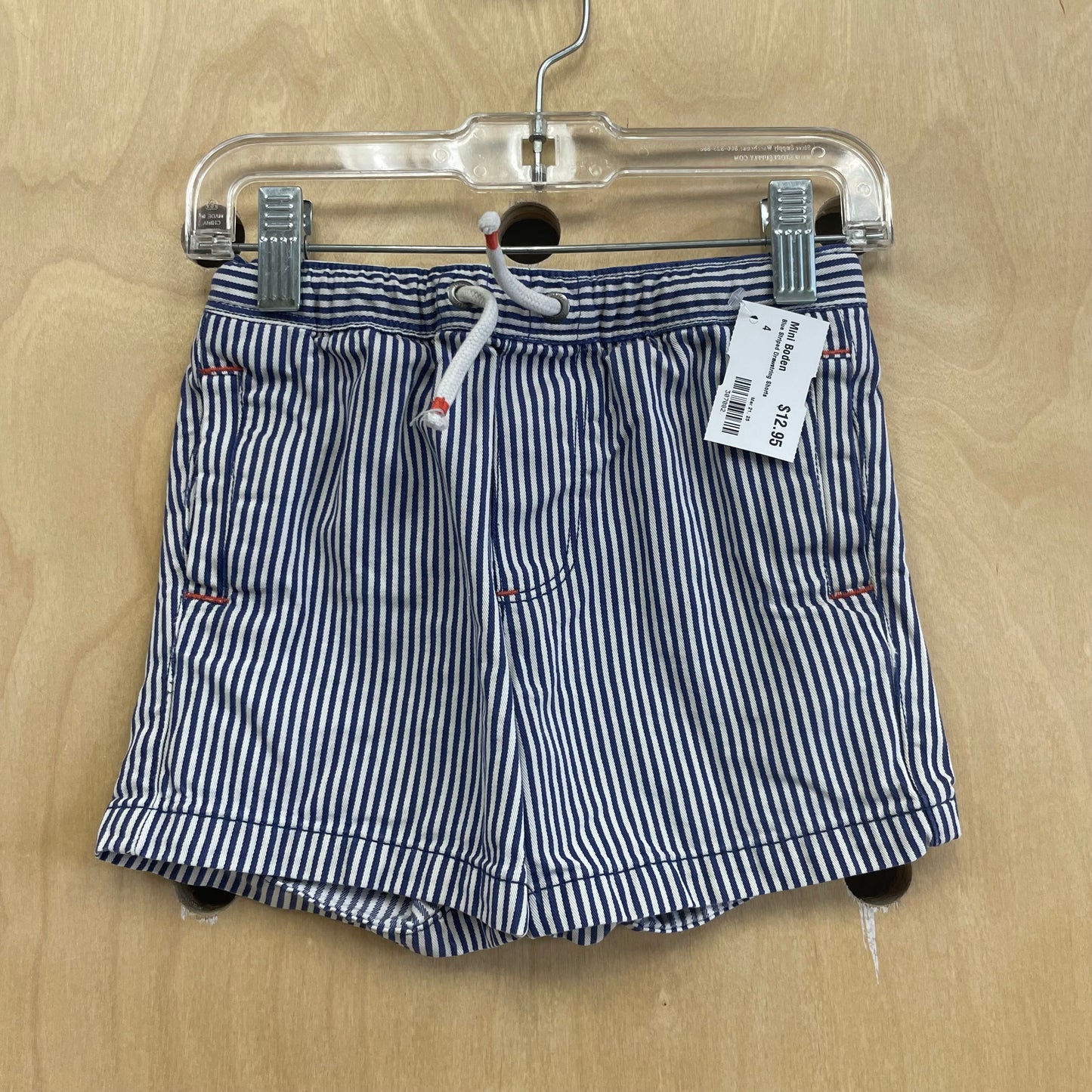 Blue Striped Drawstring Shorts