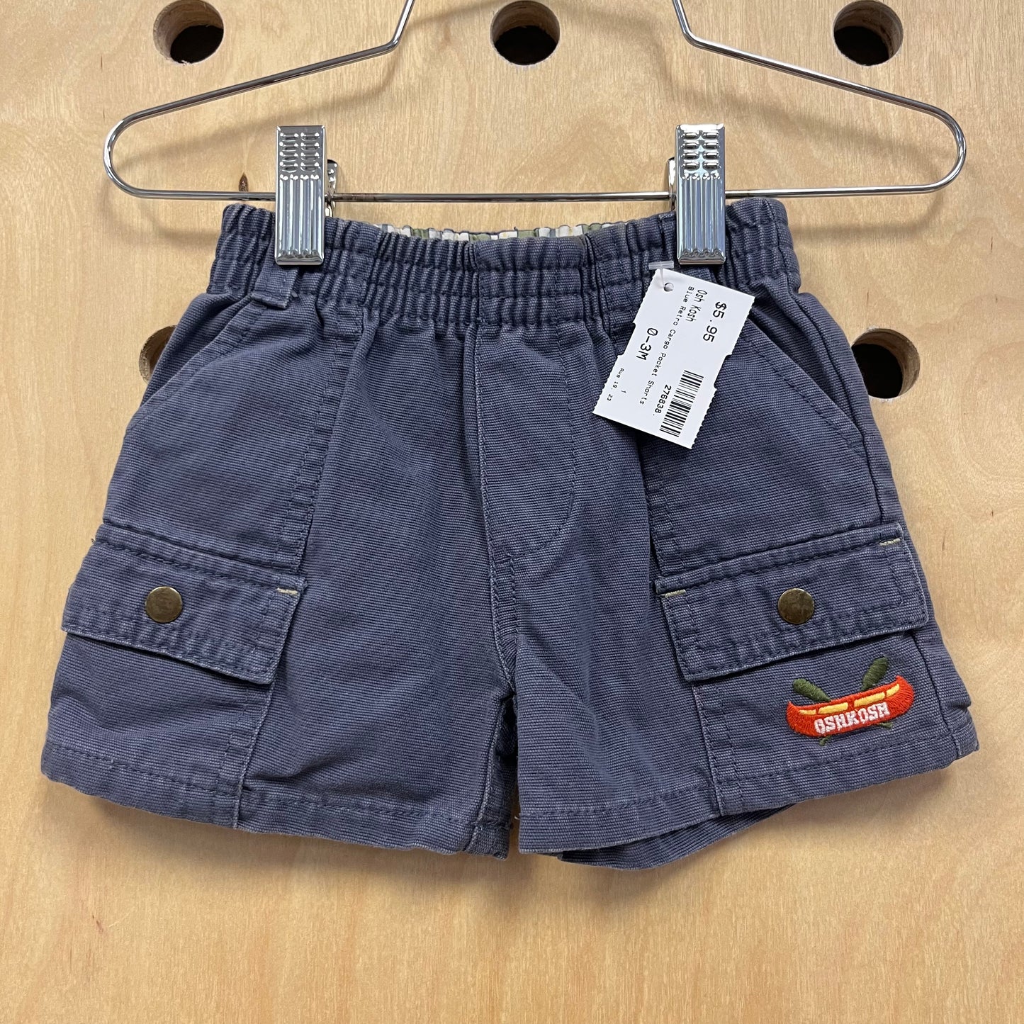 Blue Retro Cargo Pocket Shorts