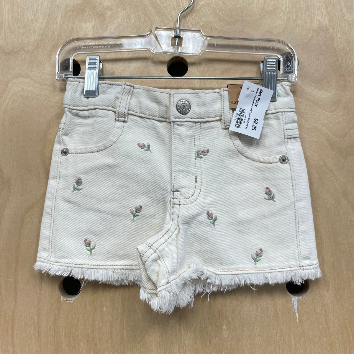 Cream Embroidered Floral Denim Shorts NEW!