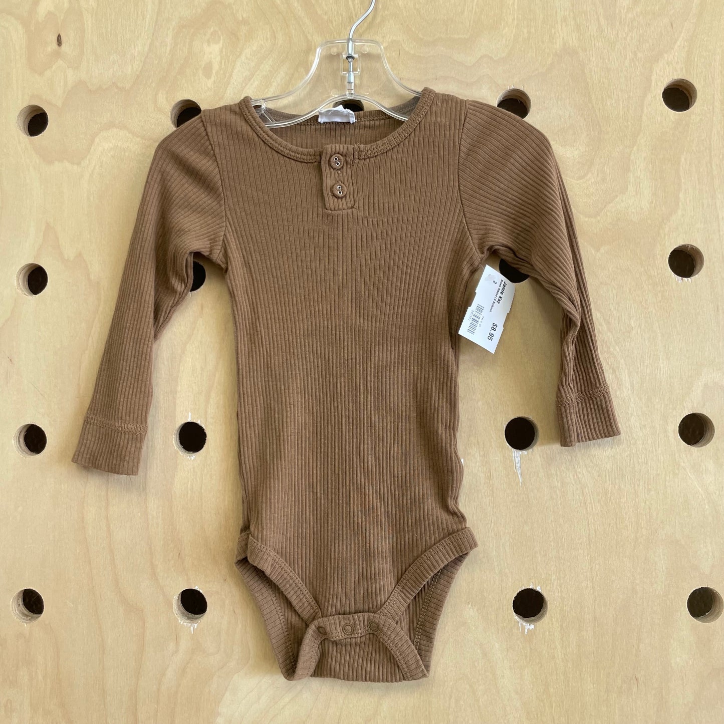 Brown Ribbed LS Bodysuit