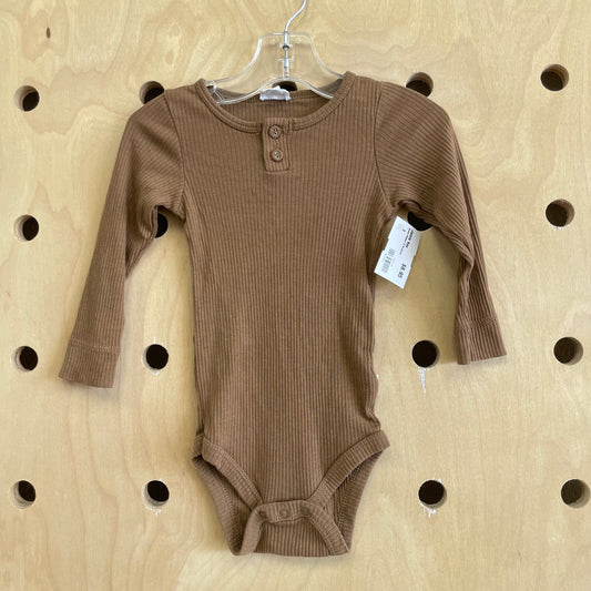 Brown Ribbed LS Bodysuit