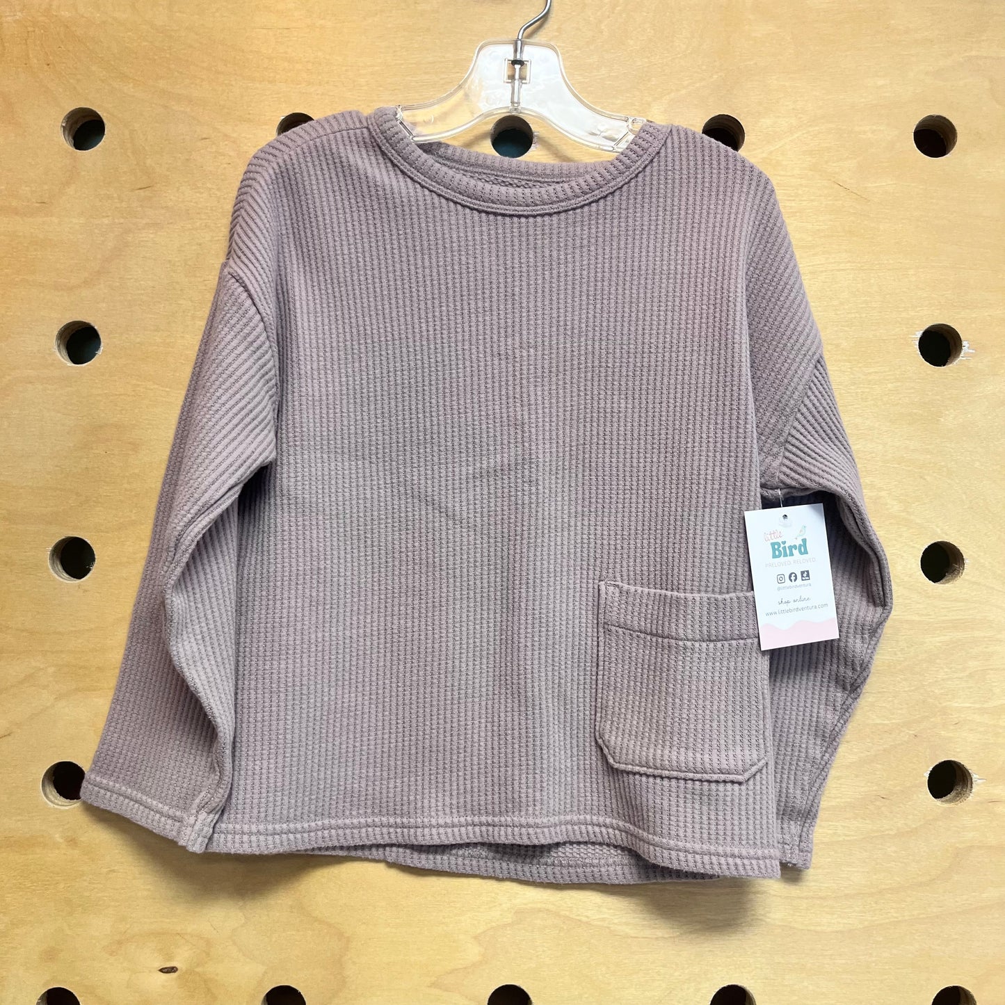 Muave Waffle Knit Pocket LS