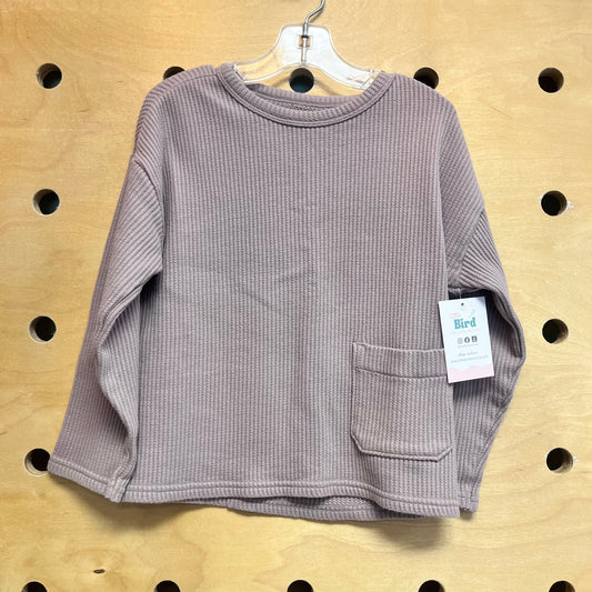 Muave Waffle Knit Pocket LS