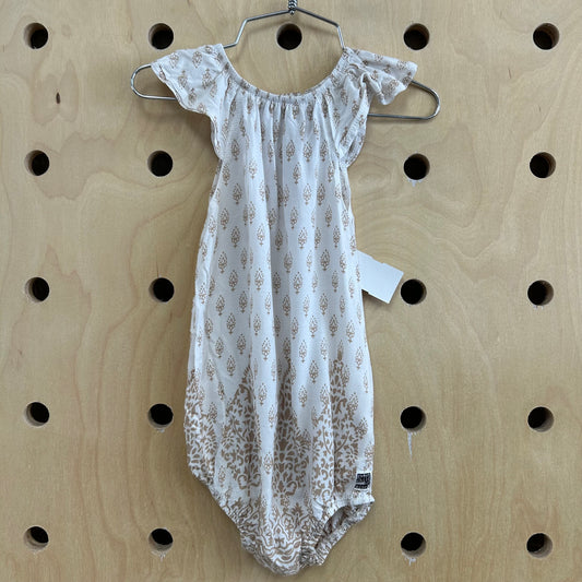 Cream & Brown Floral Romper