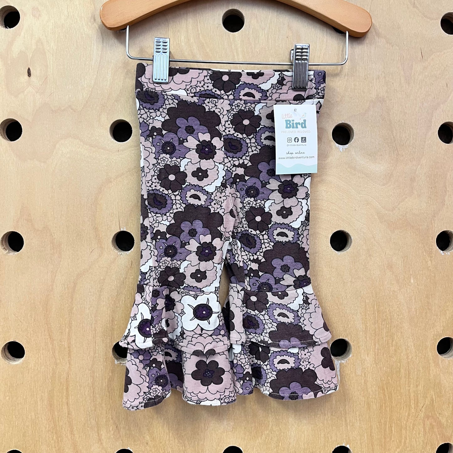 Purple Ruffle Floral Modal Pants