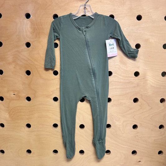 Green 2Way Zip Bamboo Footies