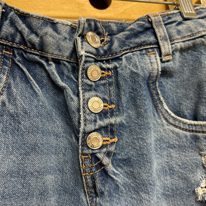 Button Fly Distressed Denim
