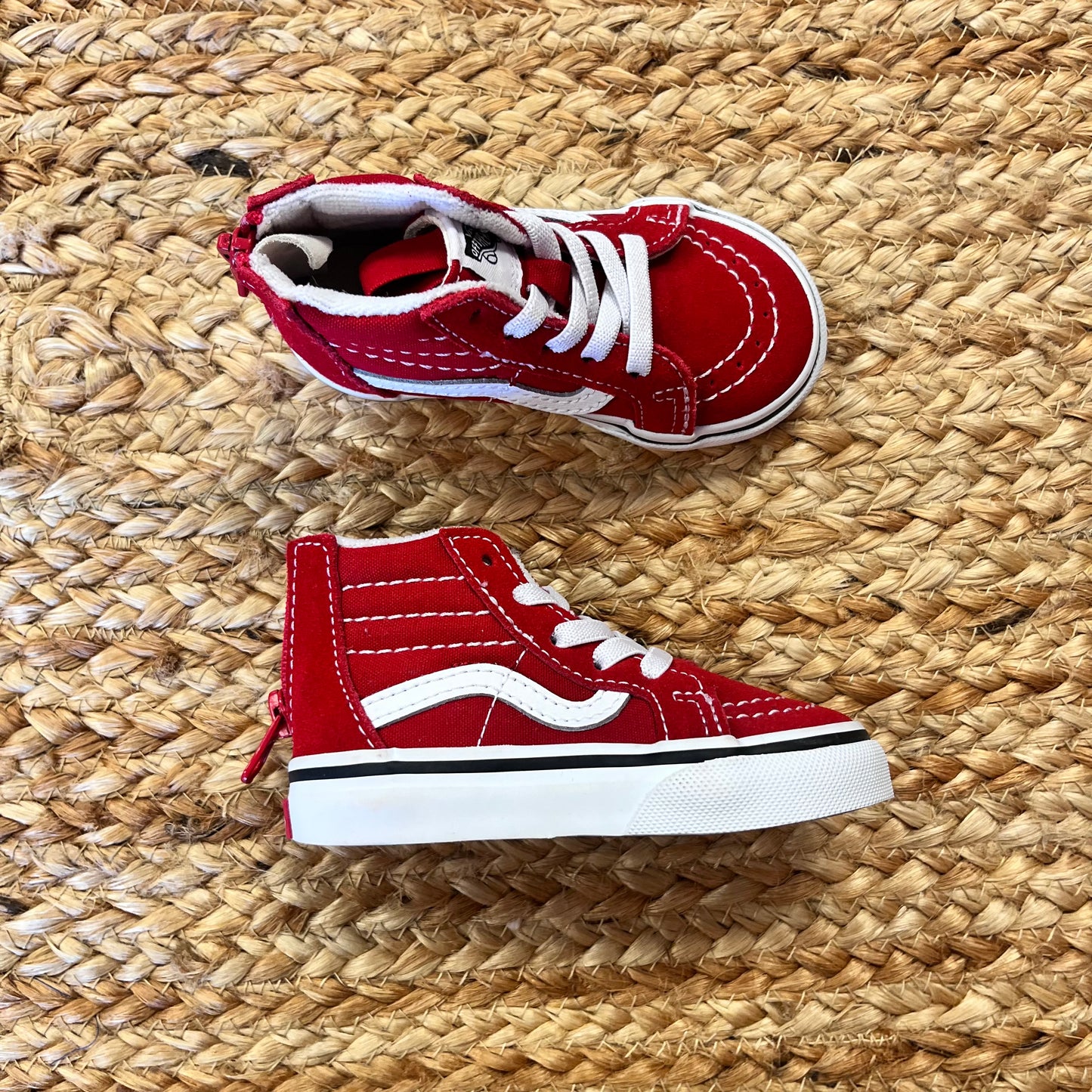 Red Zip-Up Hi-Skate Sneakers