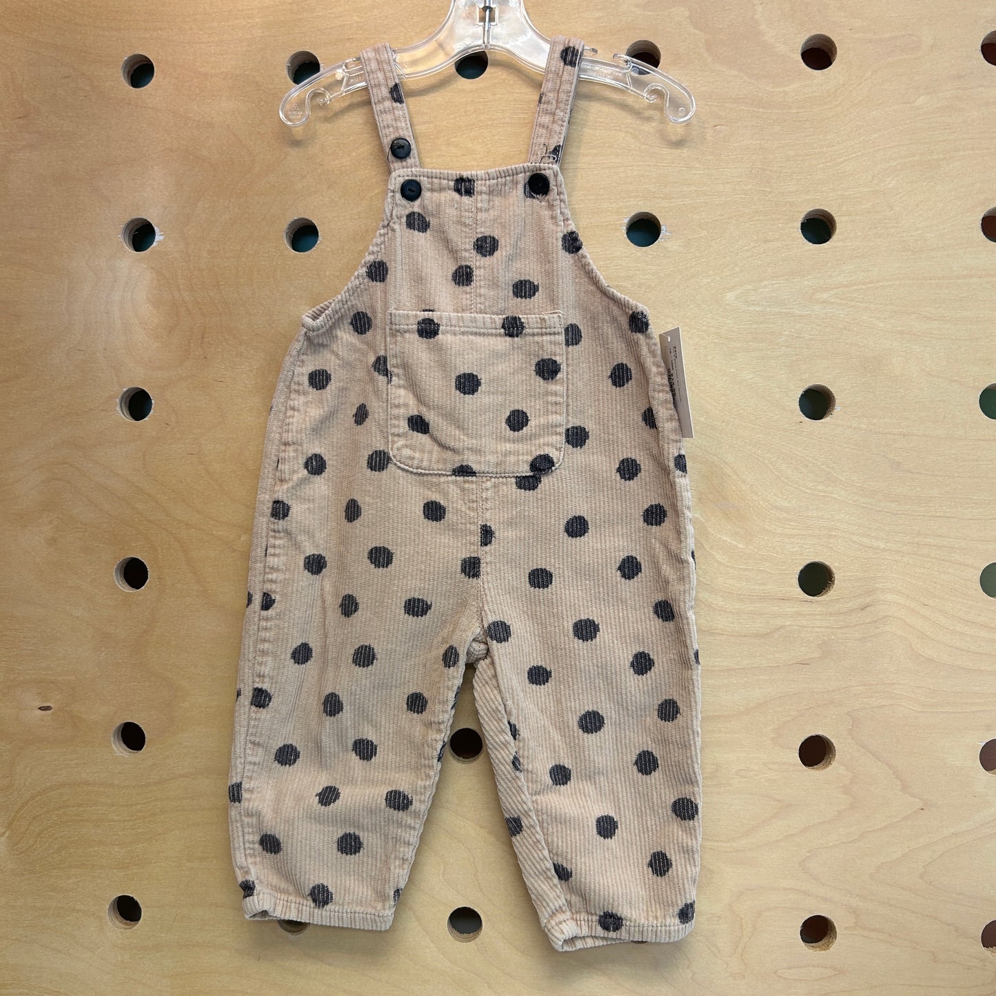 Tan & Black Polka Dot Overalls
