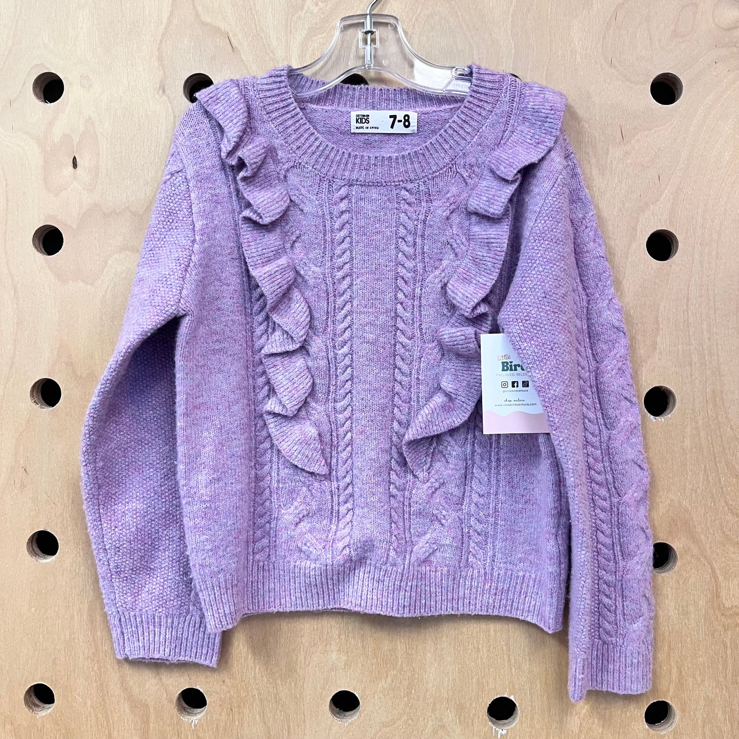 Lavender Knit Ruffle Sweater