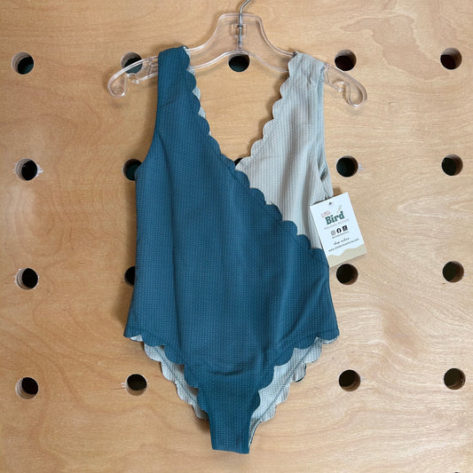 Teal Scalloped Waffle Swimsuit