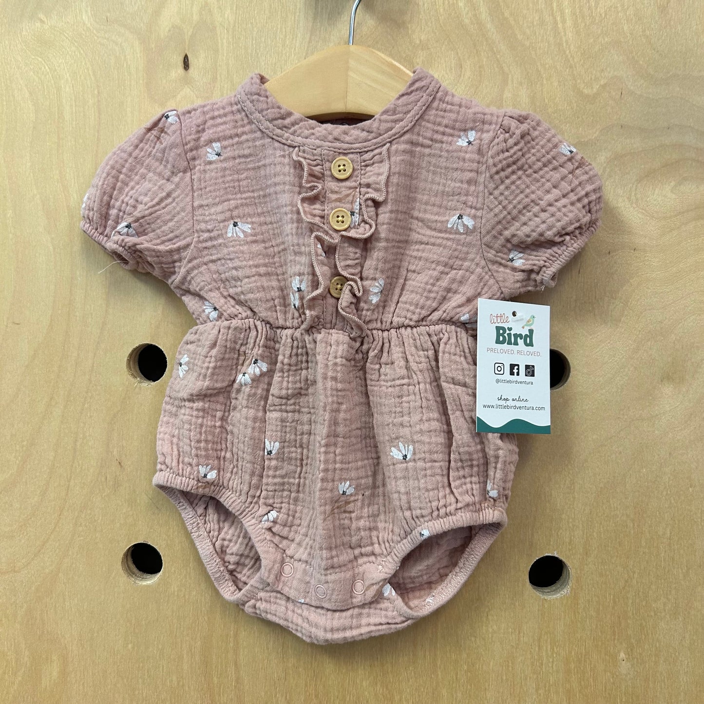 Mauve Floral Gauze Bubble Romper