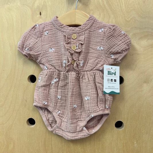 Mauve Floral Gauze Bubble Romper