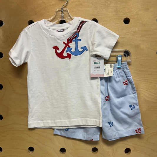 Blue Anchor Shorts & Tee Set NEW!