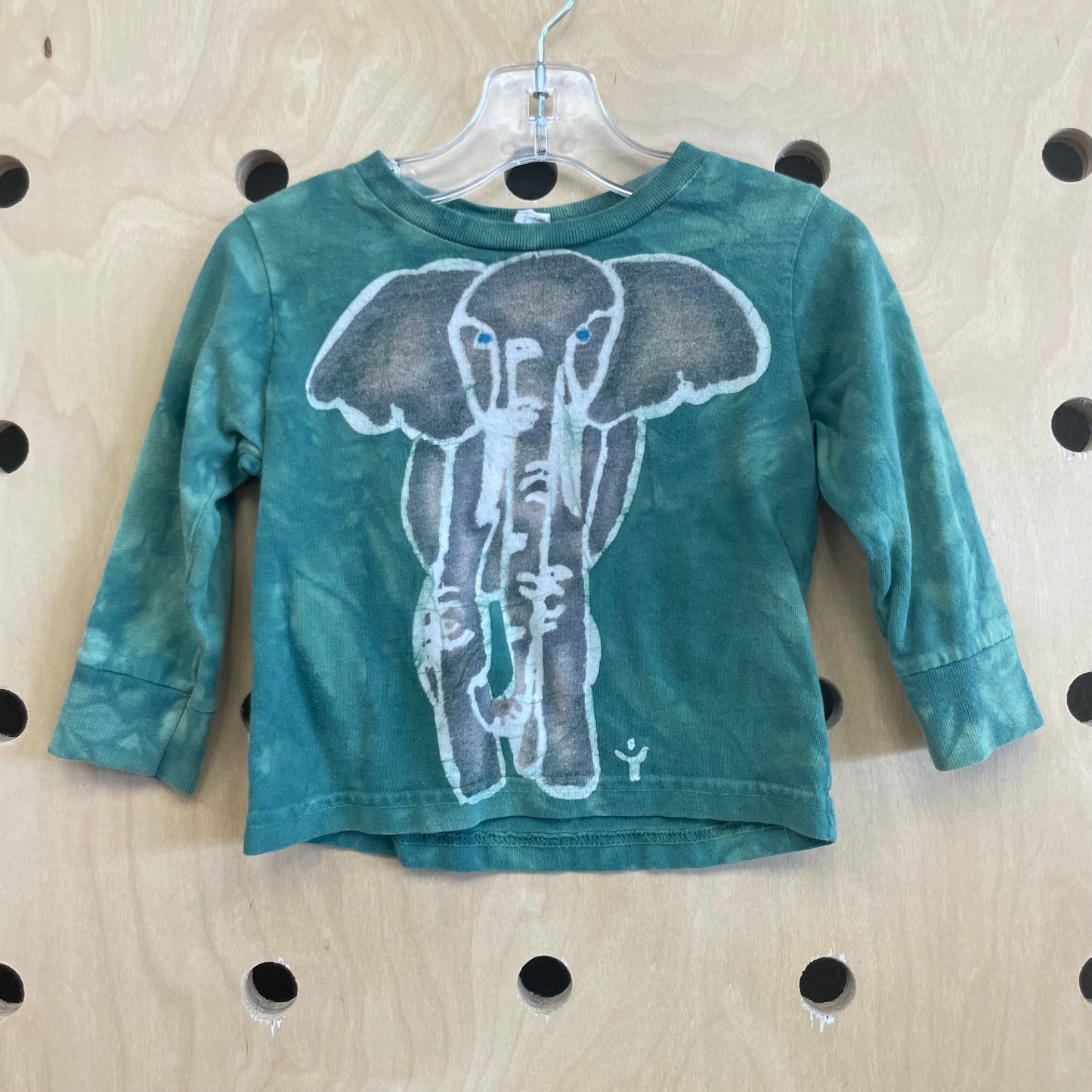Green Tie Dye Elephant LS Tee