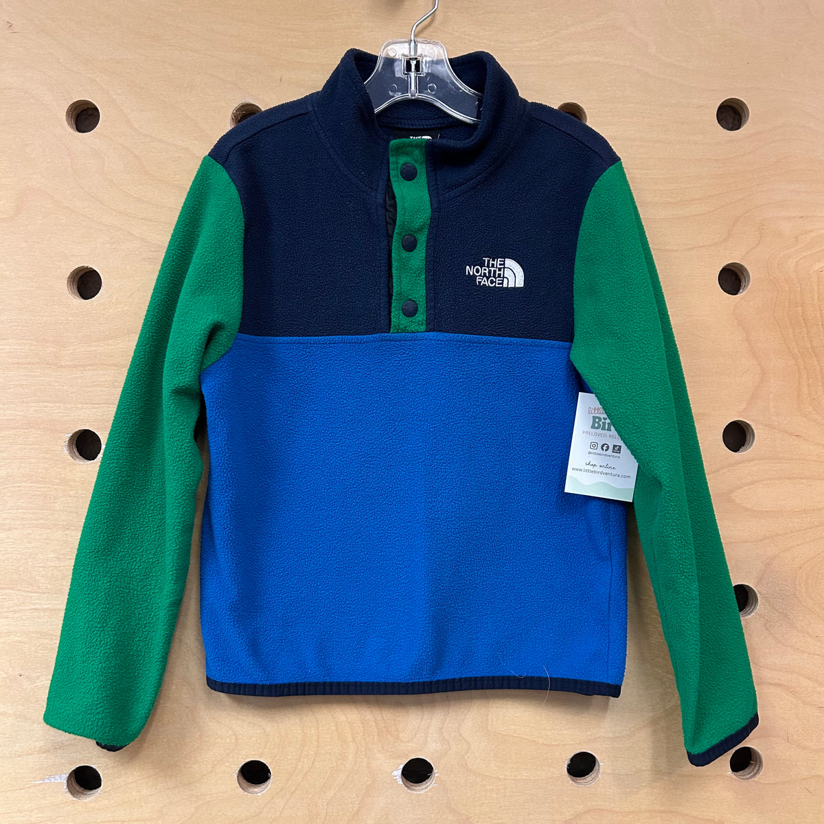 Blue & Green Colorblock Fleece Pullover