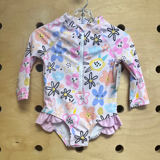 Pink Smiley Flowers Swimsuit