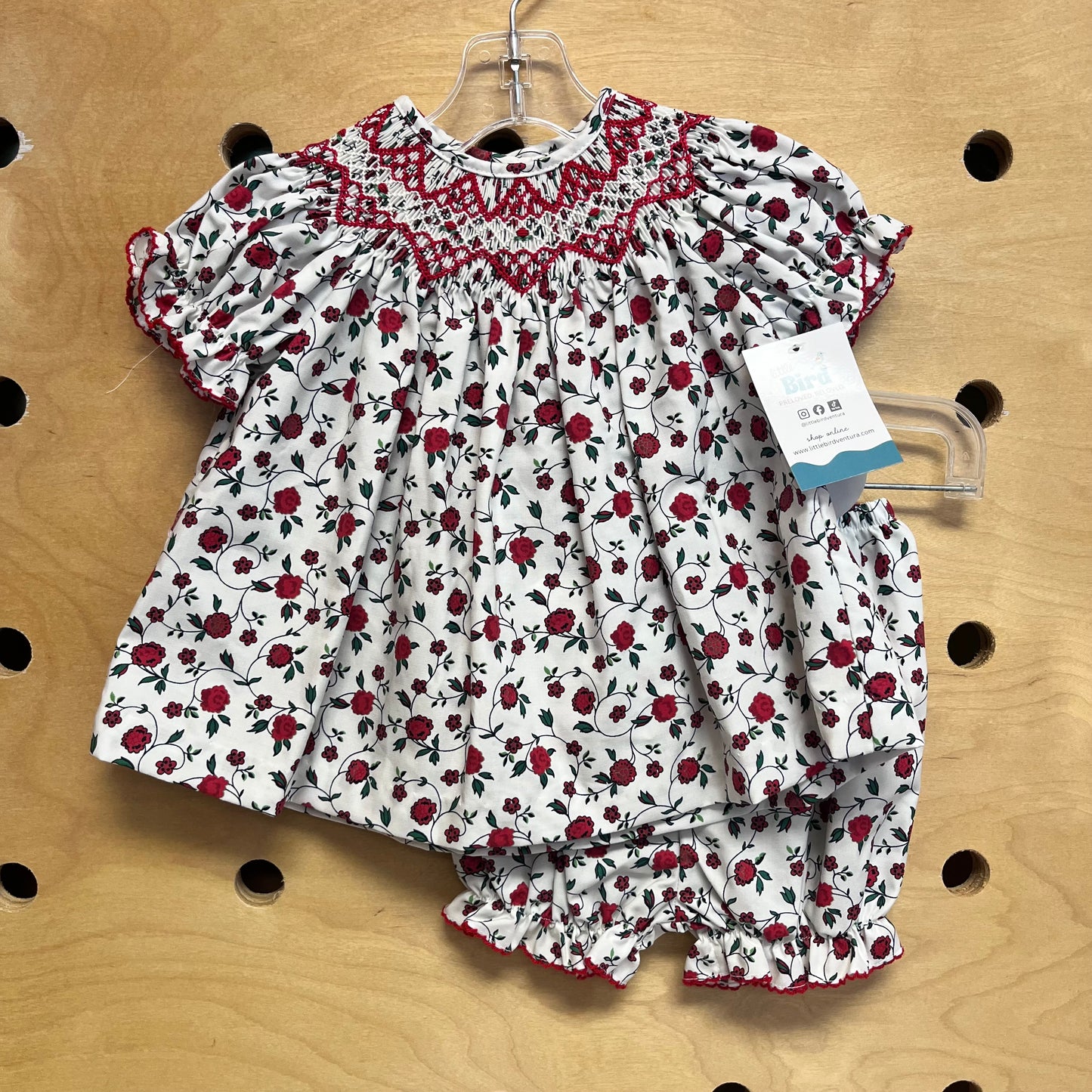 White/Red Embroider Rose Dress NEW!
