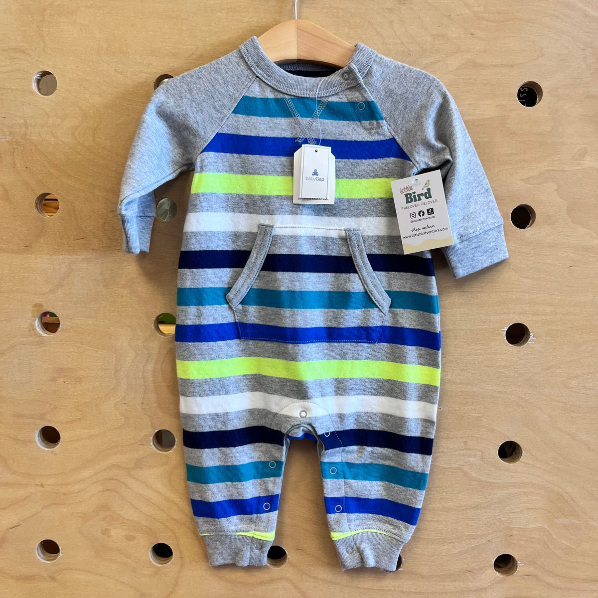 Grey/Blues Striped Romper NEW!