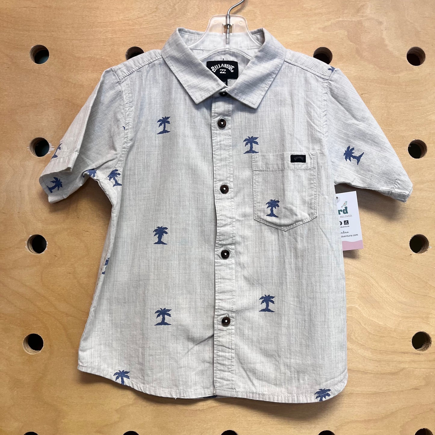 Grey/Blue Palm Tree Button Up