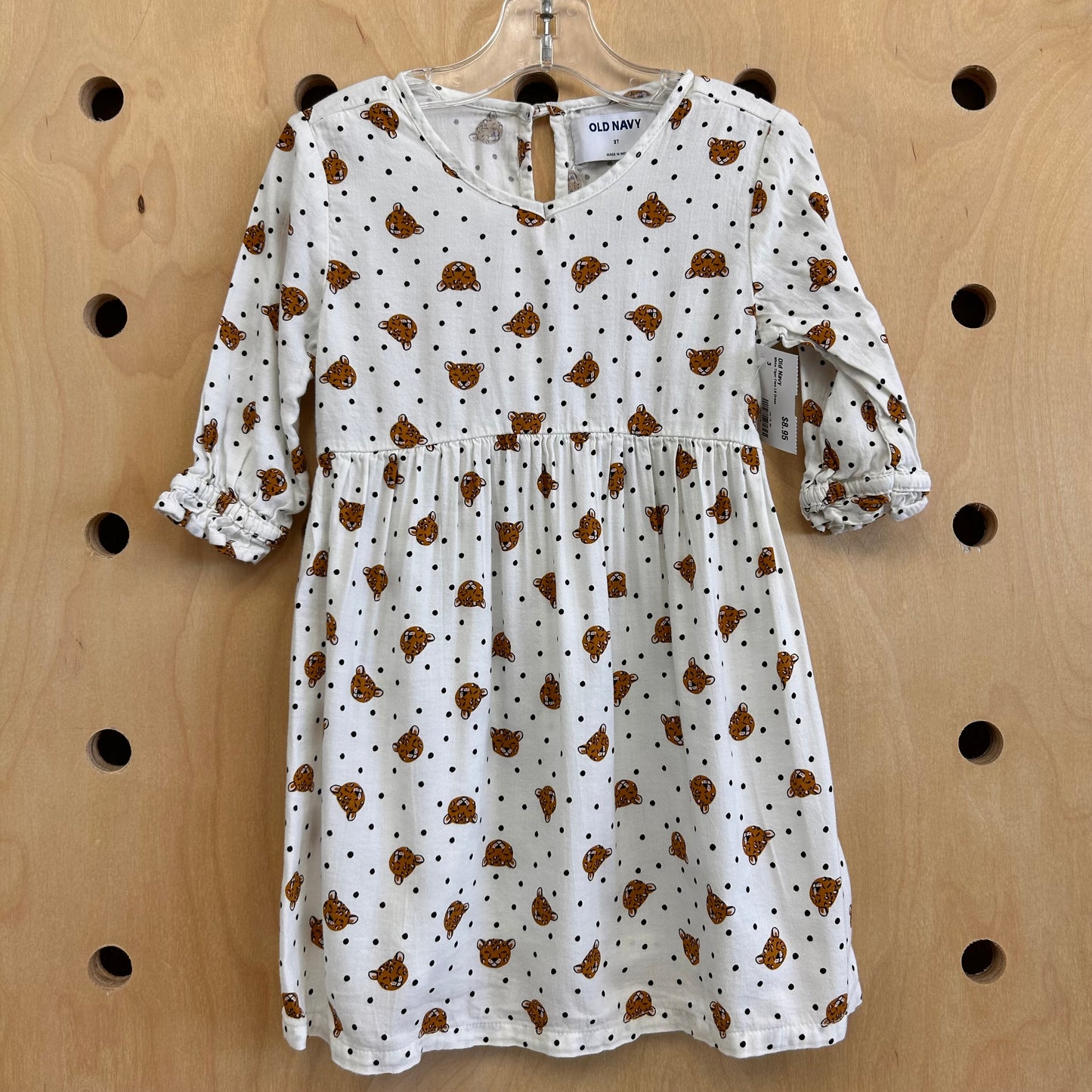 White Tiger Face LS Dress