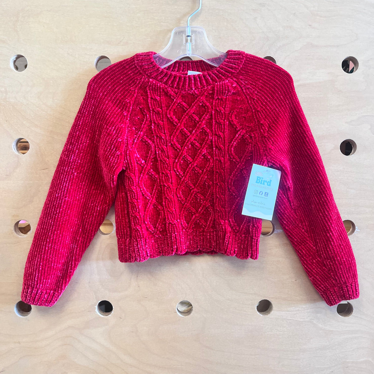 Red Velour Knit Sweater