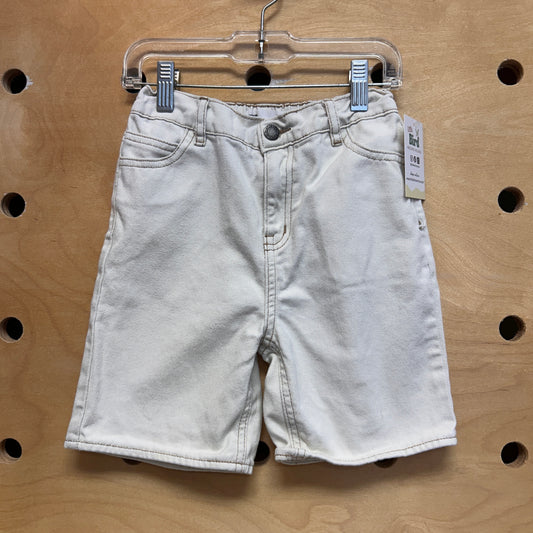 Cream Denim Shorts
