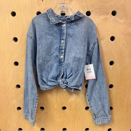 Knotted Denim Snap Top