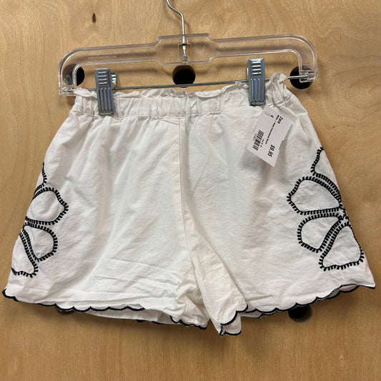 White + Black Embroidered Shorts