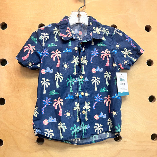 Navy/Colorful Palms Button Up