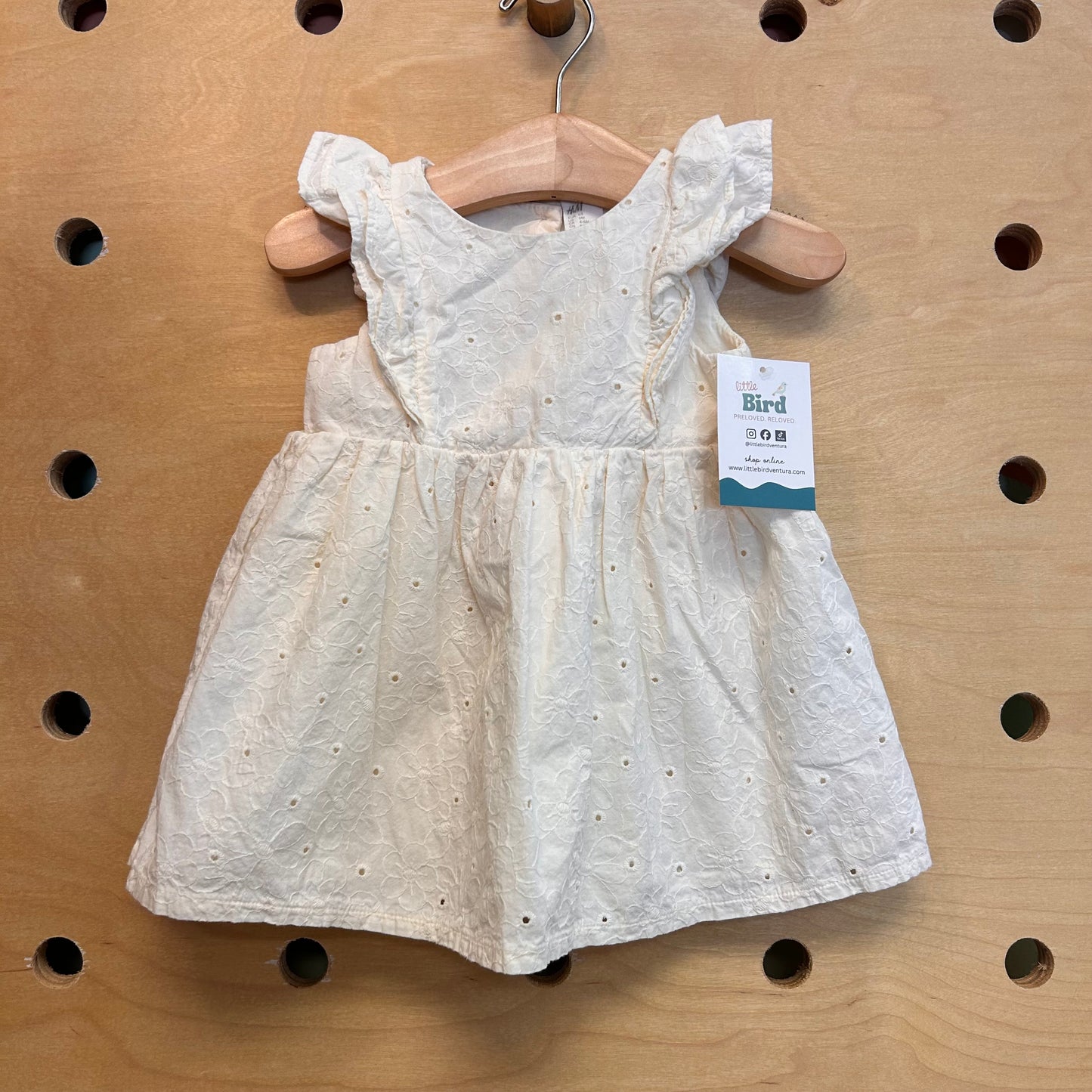 Eggshell Embroidered Floral Eyelet Dress