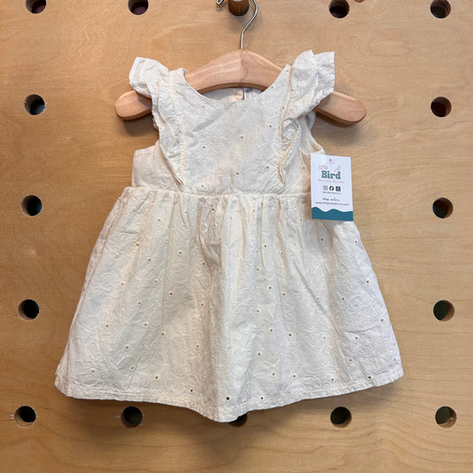 Eggshell Embroidered Floral Eyelet Dress